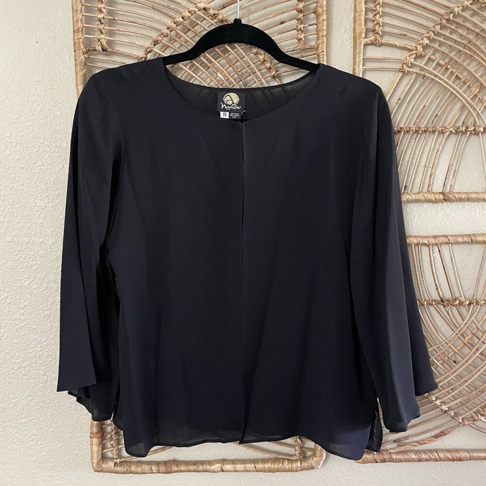 Namba 100% Silk Jacket Topper Capelet Single‎ Hook Closure Women's Sz S B17